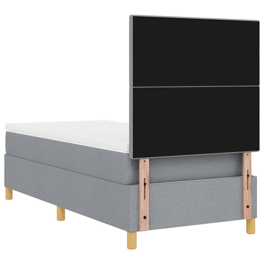 LED Box Spring Krevet Svijetlo siva 90 x 190 cm tkanina Svjetlosiva