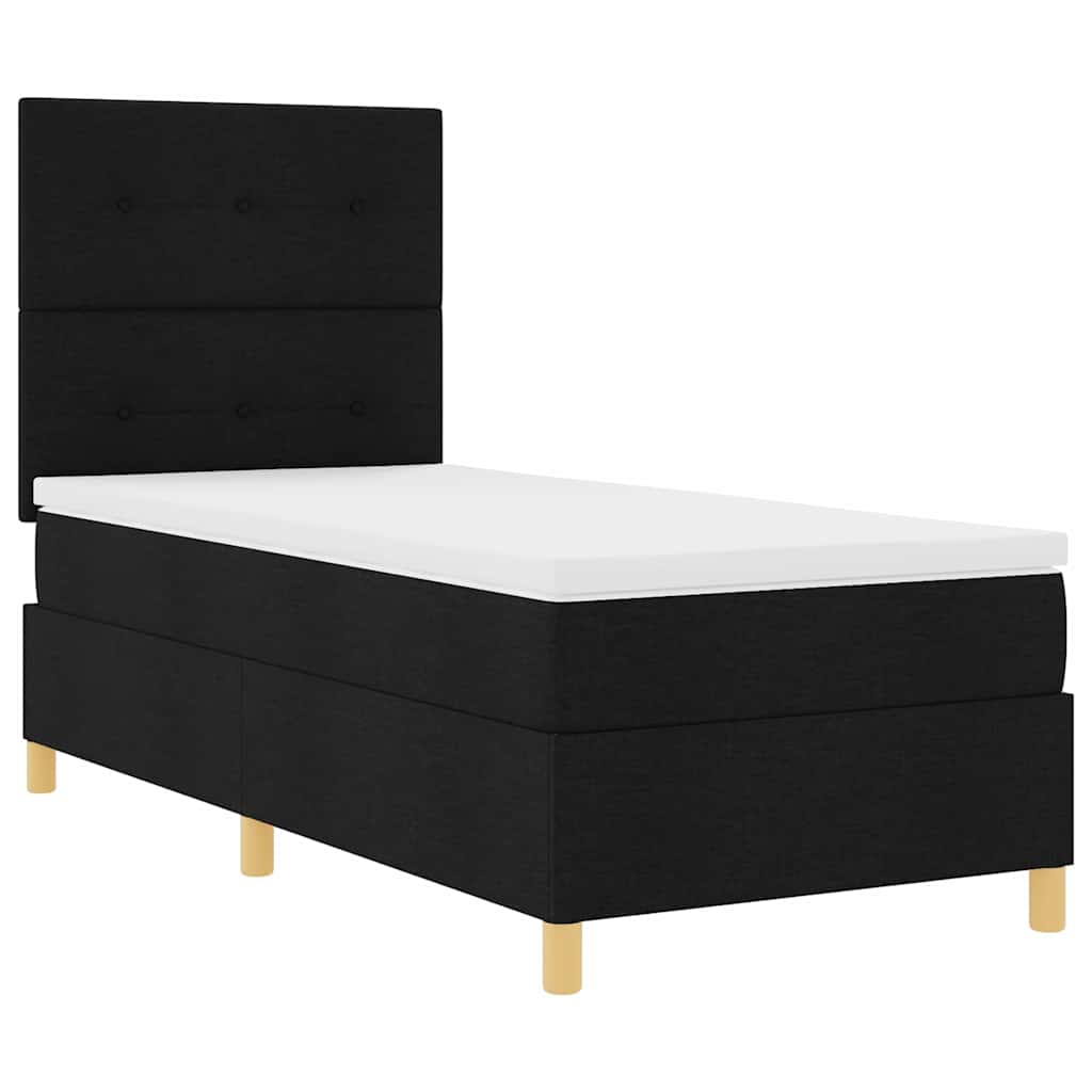 LED Box Spring Krevet s uzglavljem Crna 90 x 190 cm tkanina