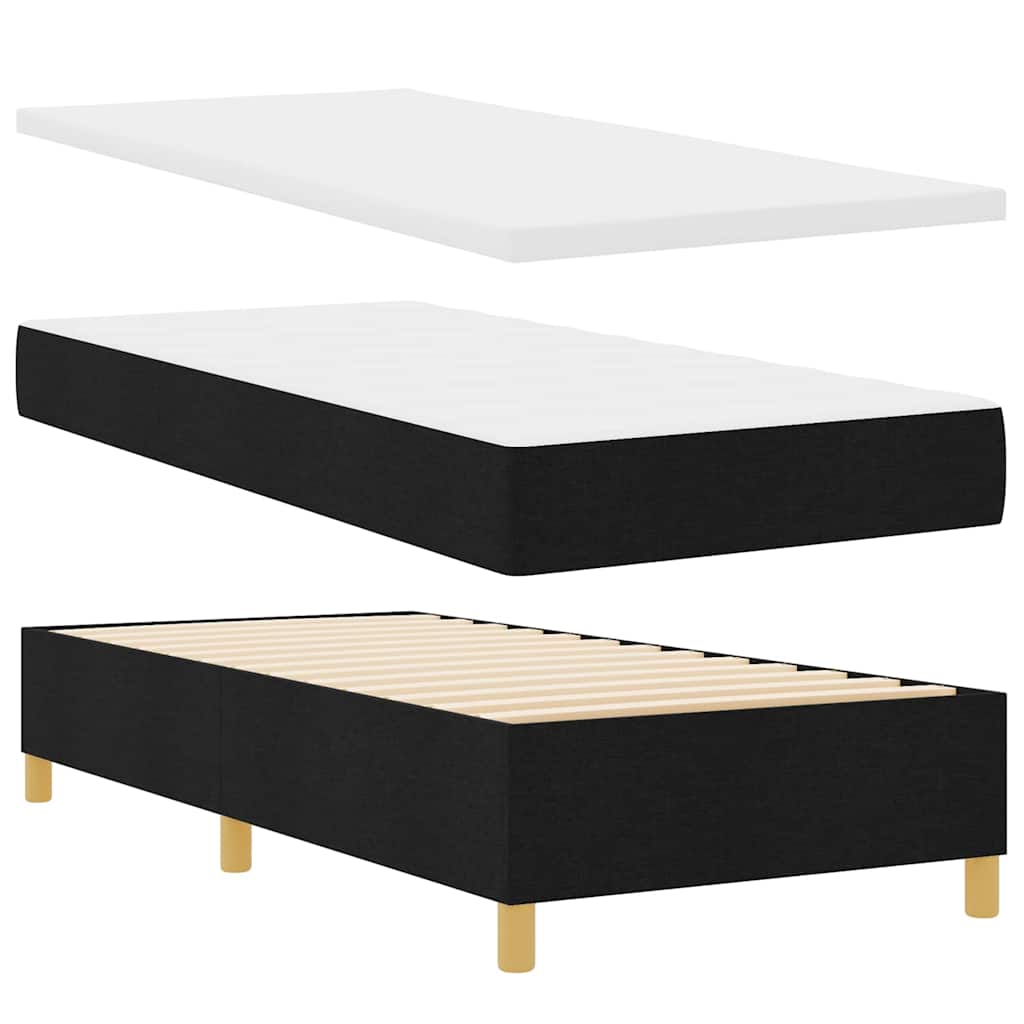 LED Box Spring Krevet s uzglavljem Crna 90 x 190 cm tkanina