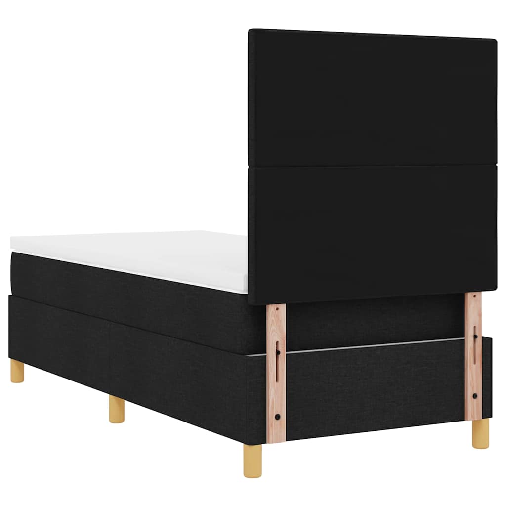 LED Box Spring Krevet s uzglavljem Crna 90 x 190 cm tkanina