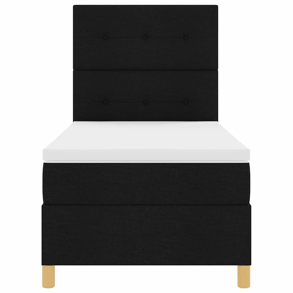 LED Box Spring Krevet s uzglavljem Crna 90 x 190 cm tkanina