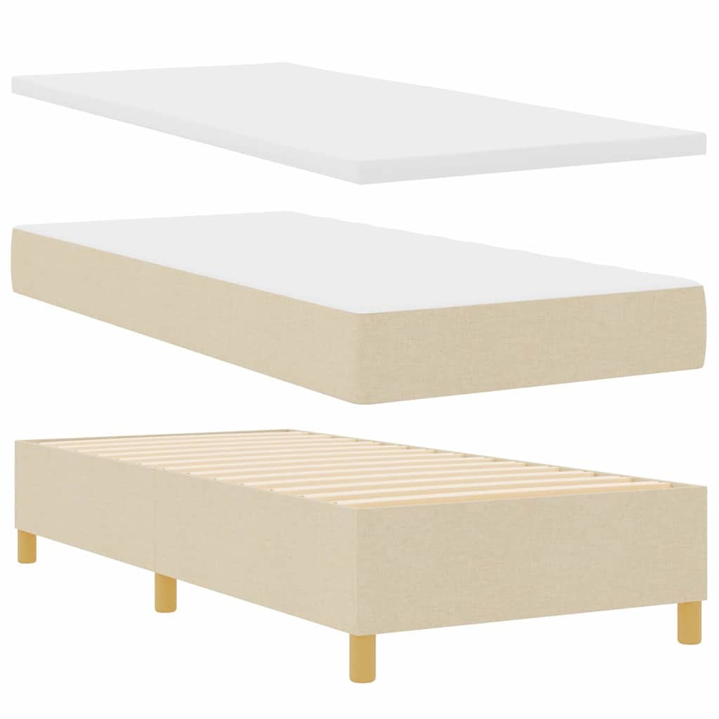 LED Box Spring Krevet s uzglavljem Krema 90 x 190 cm tkanina