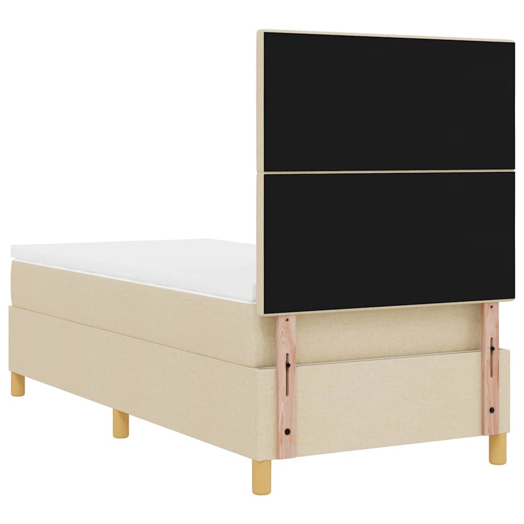 LED Box Spring Krevet s uzglavljem Krema 90 x 190 cm tkanina