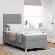 LED Box Spring Krevet Svijetlo siva 90 x 200 cm tkanina Svjetlosiva