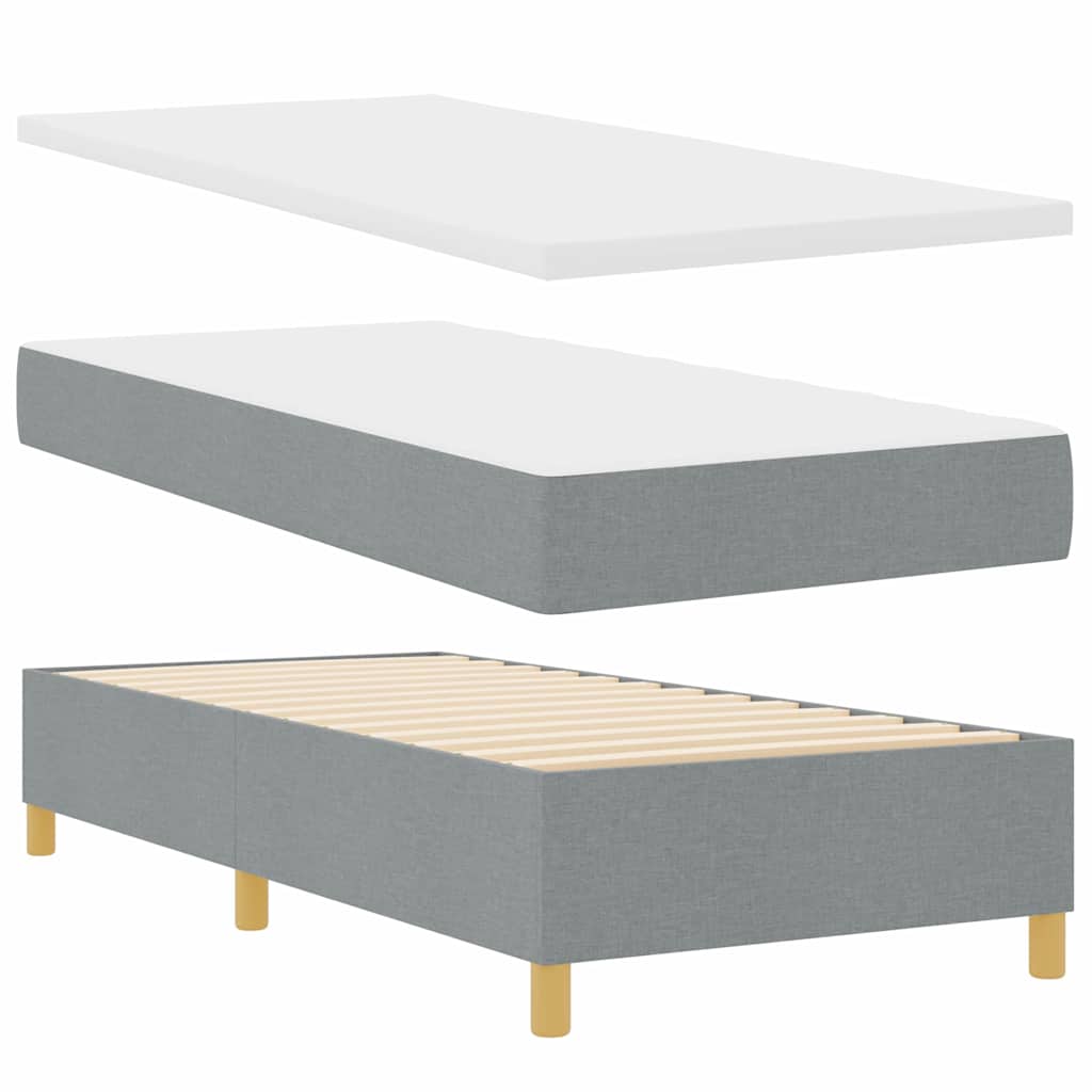 LED Box Spring Krevet Svijetlo siva 90 x 200 cm tkanina Svjetlosiva