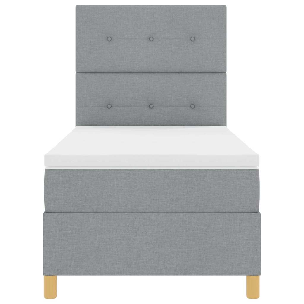 LED Box Spring Krevet Svijetlo siva 90 x 200 cm tkanina Svjetlosiva