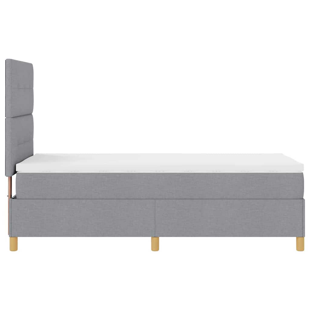 LED Box Spring Krevet Svijetlo siva 90 x 200 cm tkanina Svjetlosiva