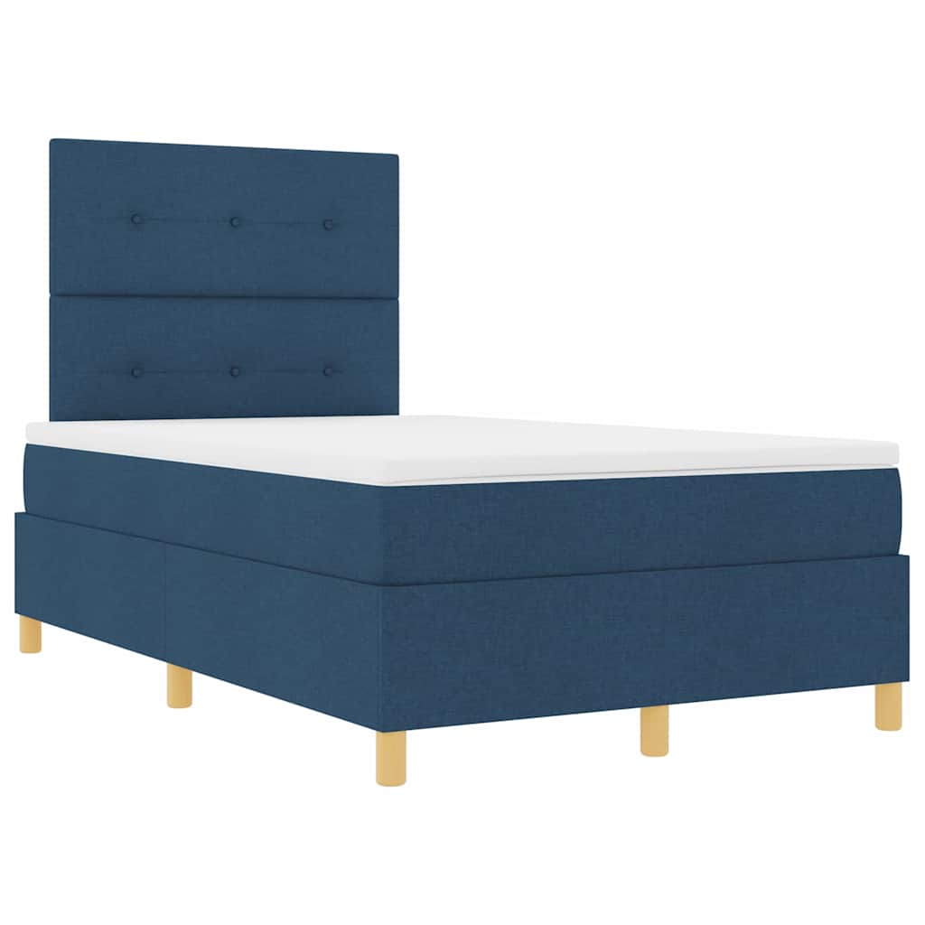 LED Box Spring Krevet s uzglavljem Plava 120 x 190 cm tkanina