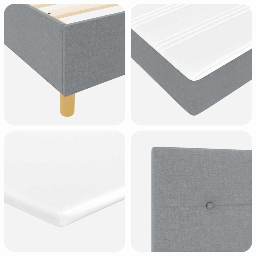 LED Box Spring Krevet Svijetlo siva 140 x 200 cm tkanina Svjetlosiva