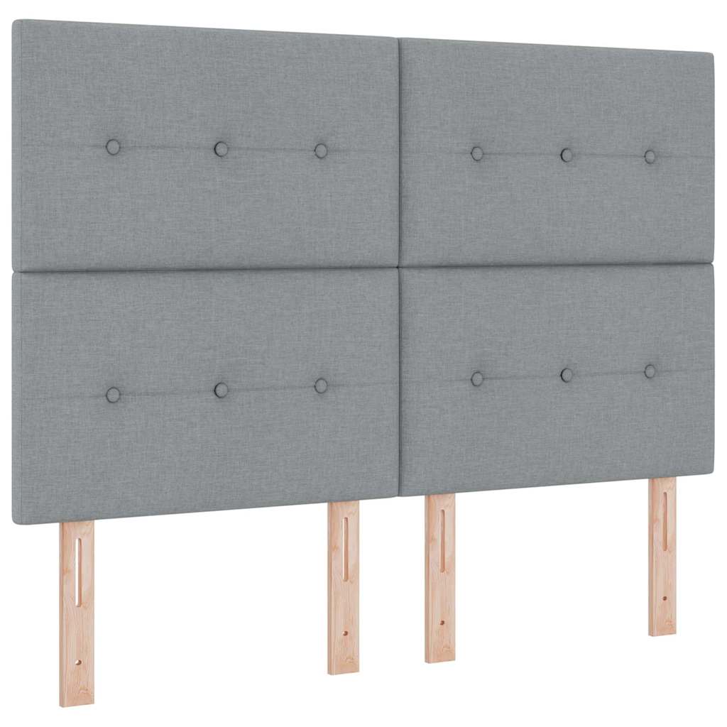 LED Box Spring Krevet Svijetlo siva 140 x 200 cm tkanina Svjetlosiva