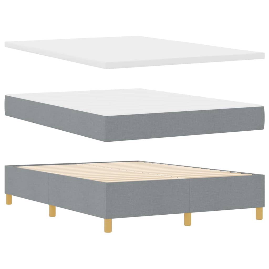 LED Box Spring Krevet Svijetlo siva 160 x 200 cm tkanina Svjetlosiva