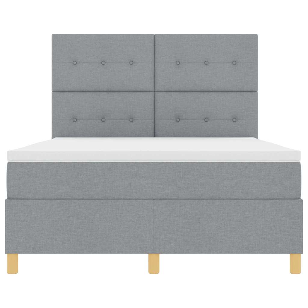 LED Box Spring Krevet Svijetlo siva 160 x 200 cm tkanina Svjetlosiva