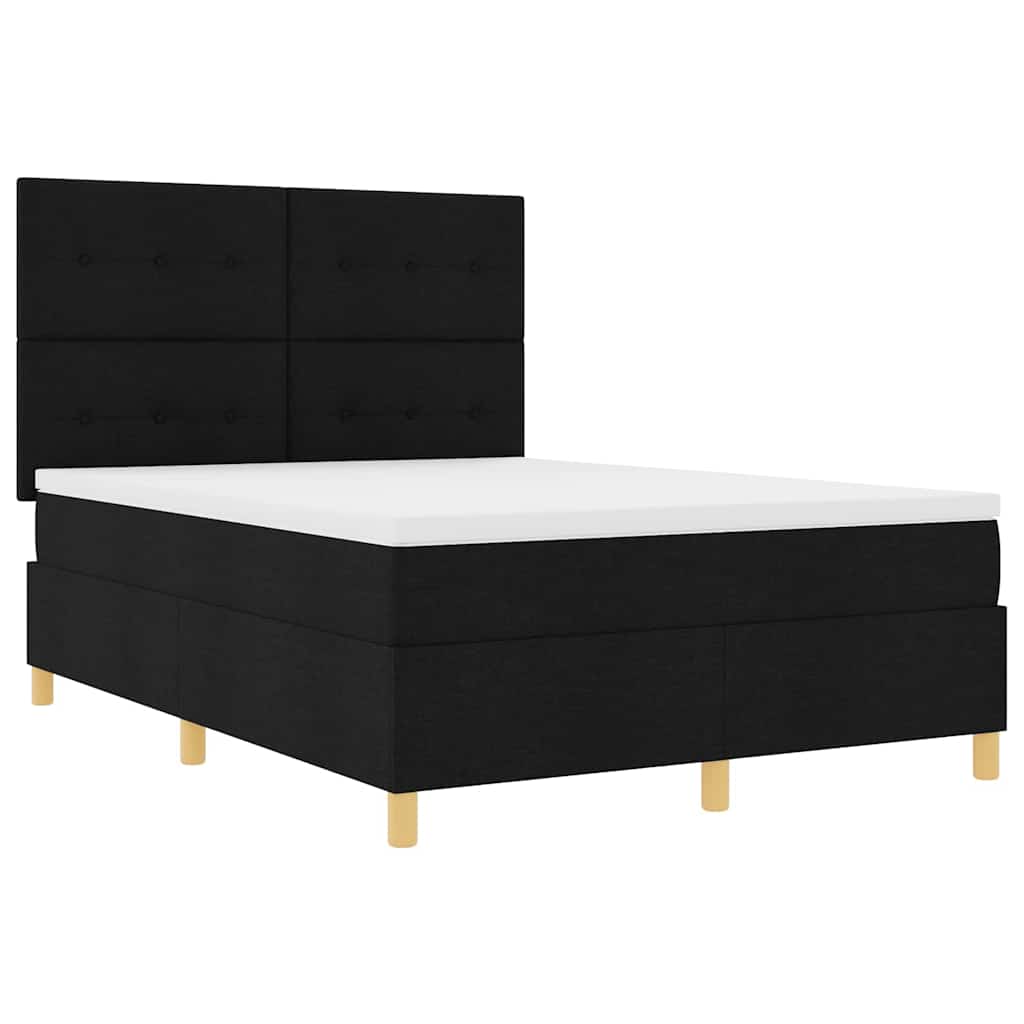 LED Box Spring Krevet s uzglavljem Crna 160 x 200 cm tkanina