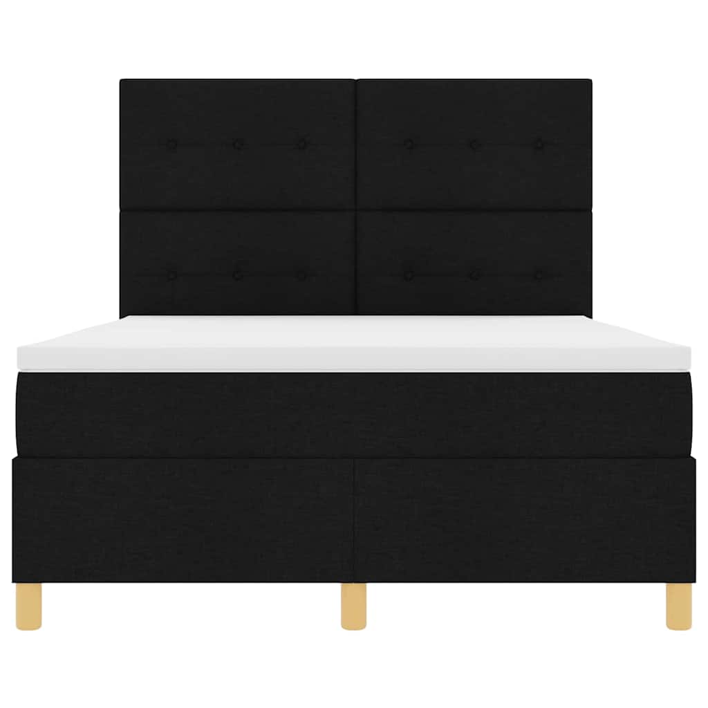 LED Box Spring Krevet s uzglavljem Crna 160 x 200 cm tkanina