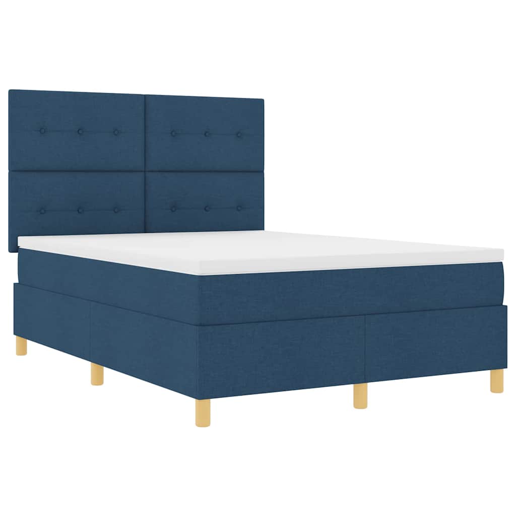 LED Box Spring Krevet s uzglavljem Plava 160 x 200 cm tkanina