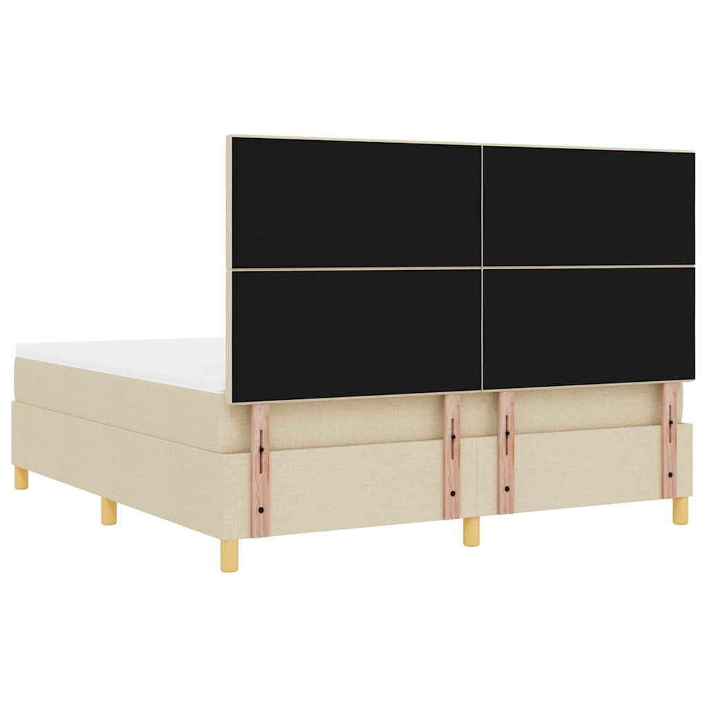 LED Box Spring Krevet s uzglavljem Krema 180 x 200 cm tkanina