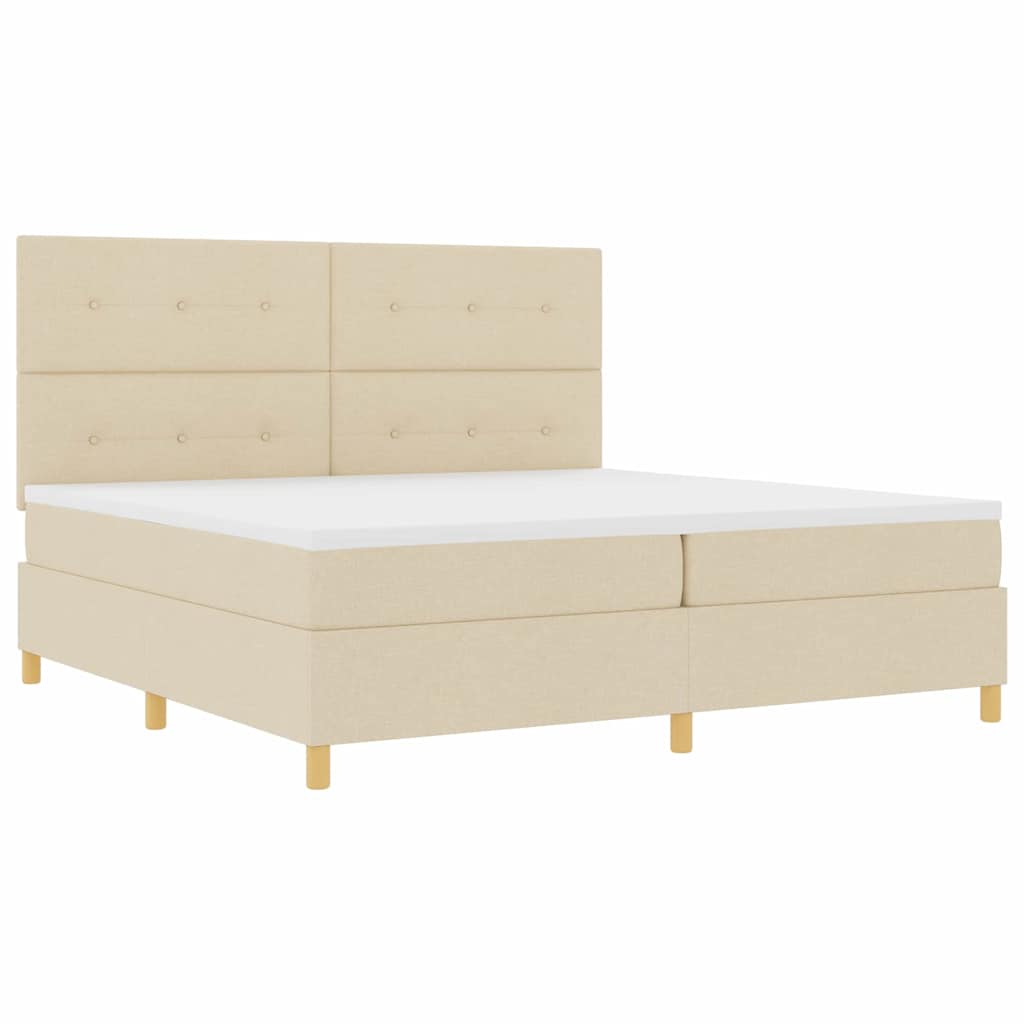 LED Box Spring Krevet s uzglavljem Krema 200 x 200 cm tkanina
