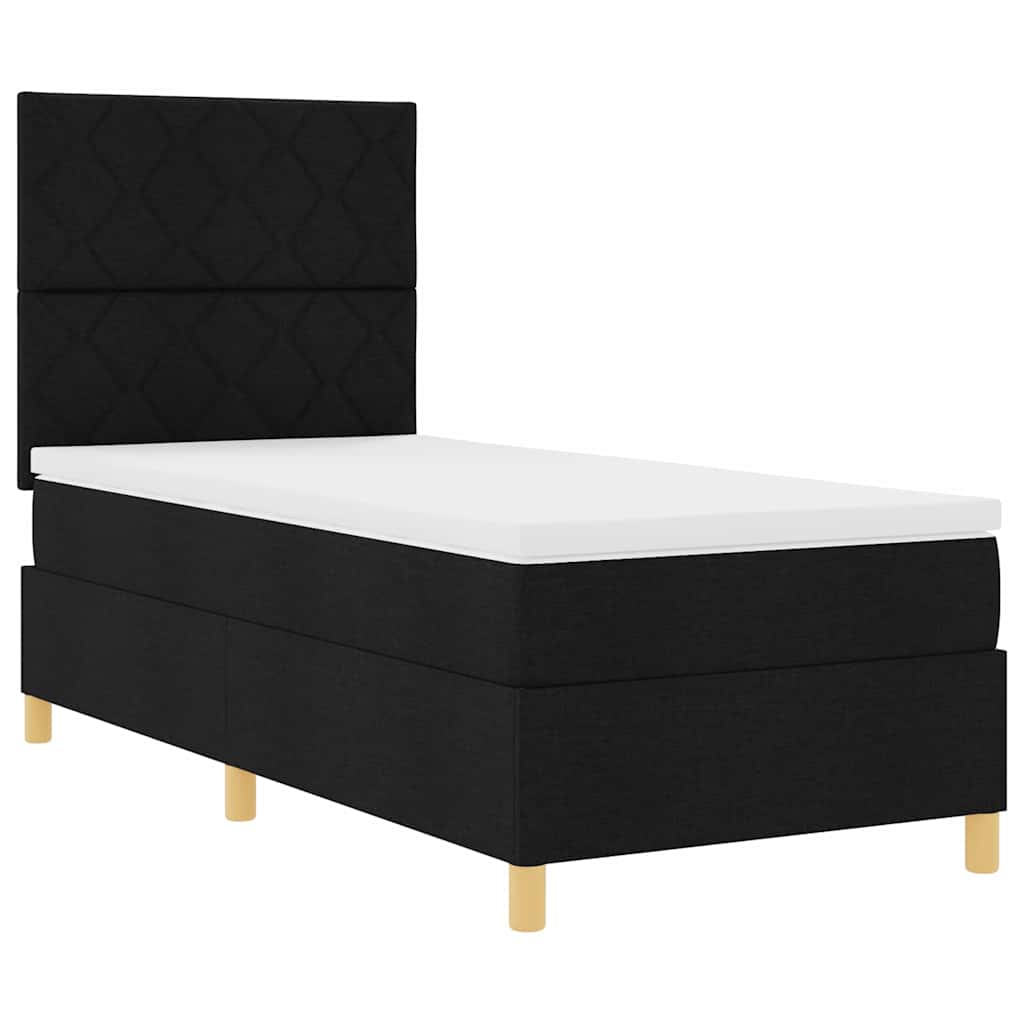 LED Box Spring Krevet s uzglavljem Crna 100 x 200 cm tkanina