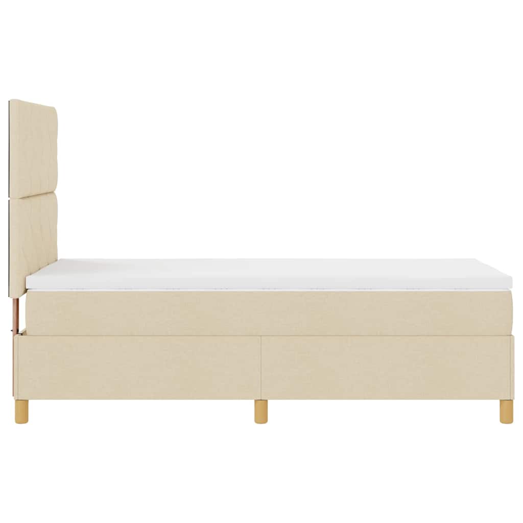 LED Box Spring Krevet s uzglavljem Krema 100 x 200 cm tkanina