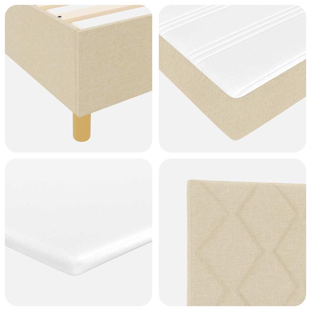 LED Box Spring Krevet s uzglavljem Krema 120 x 190 cm tkanina