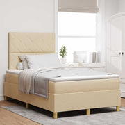 LED Box Spring Krevet s uzglavljem Krema 120 x 190 cm tkanina