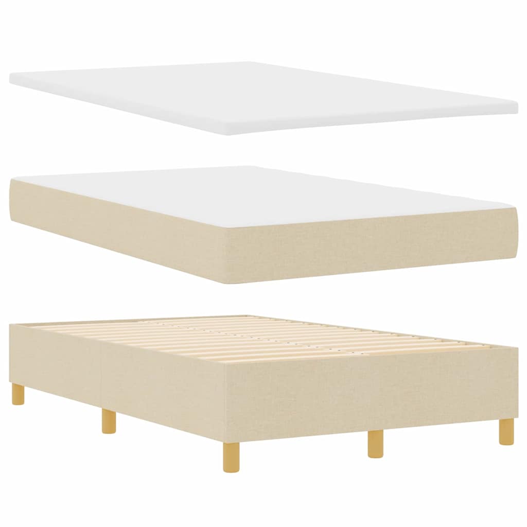 LED Box Spring Krevet s uzglavljem Krema 120 x 200 cm tkanina