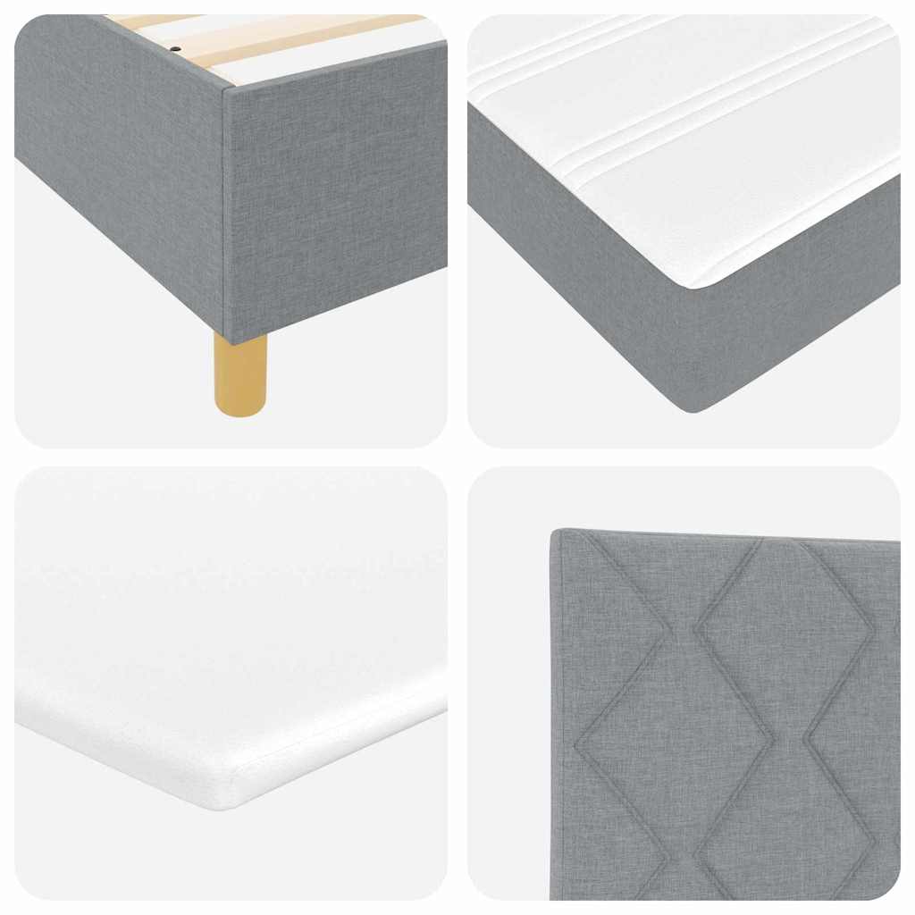 LED Box Spring Krevet Svijetlo siva 200 x 200 cm tkanina Svjetlosiva