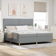 LED Box Spring Krevet Svijetlo siva 200 x 200 cm tkanina Svjetlosiva