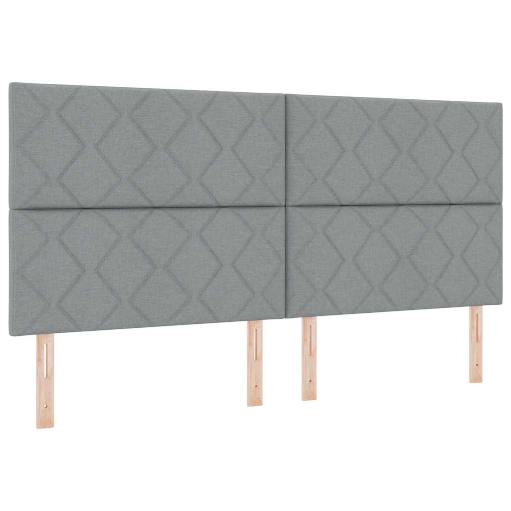 LED Box Spring Krevet Svijetlo siva 200 x 200 cm tkanina Svjetlosiva