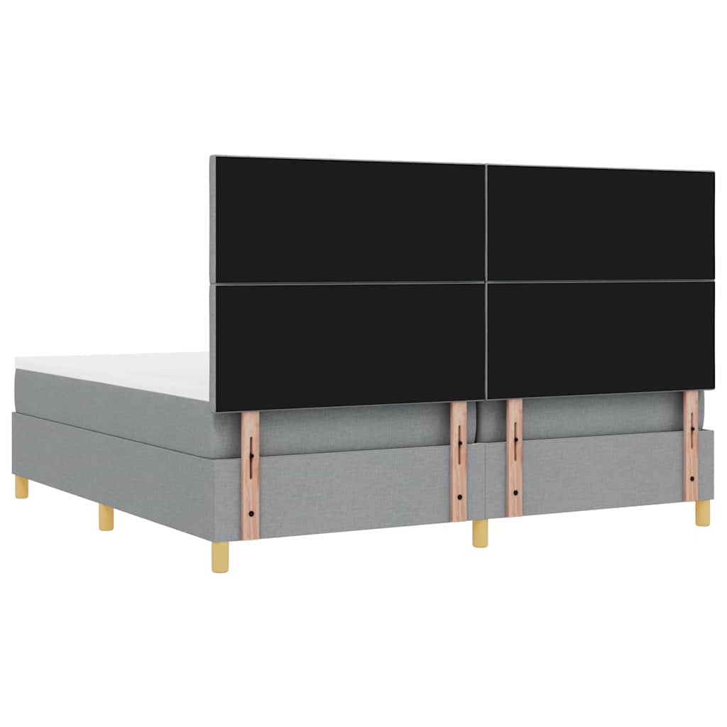 LED Box Spring Krevet Svijetlo siva 200 x 200 cm tkanina Svjetlosiva