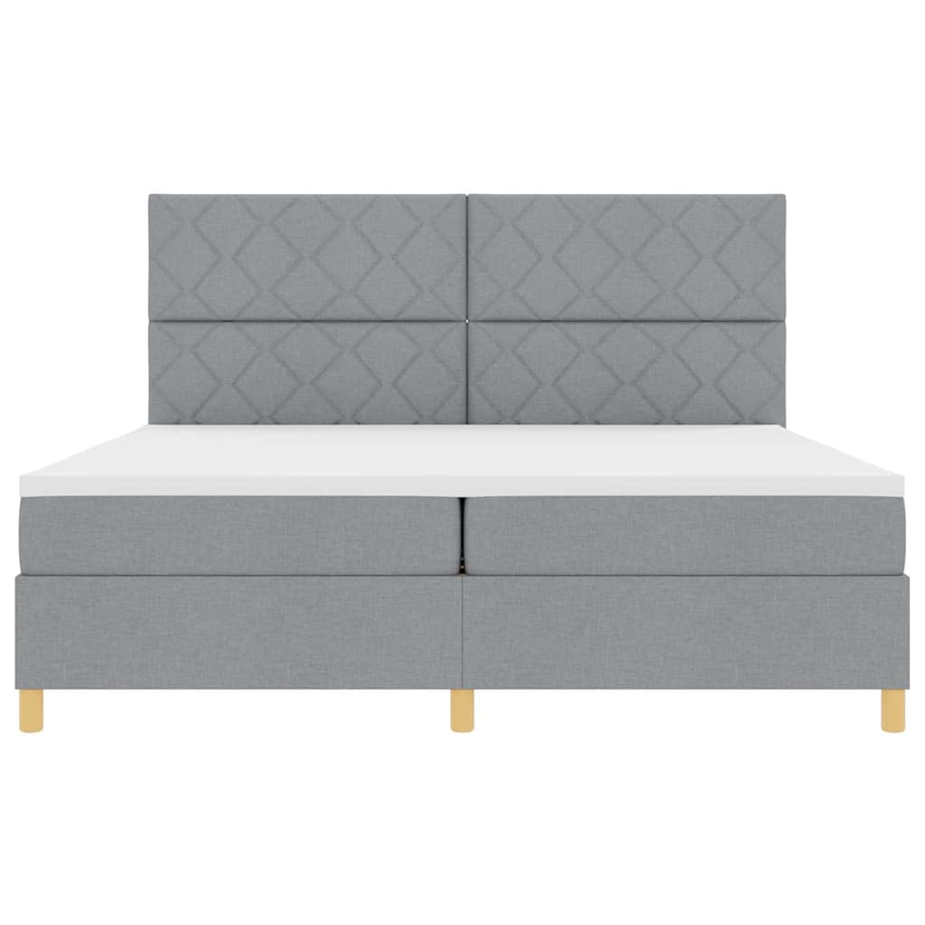 LED Box Spring Krevet Svijetlo siva 200 x 200 cm tkanina Svjetlosiva