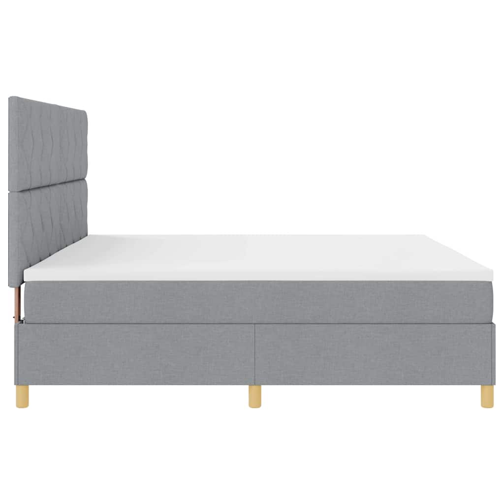 LED Box Spring Krevet Svijetlo siva 200 x 200 cm tkanina Svjetlosiva