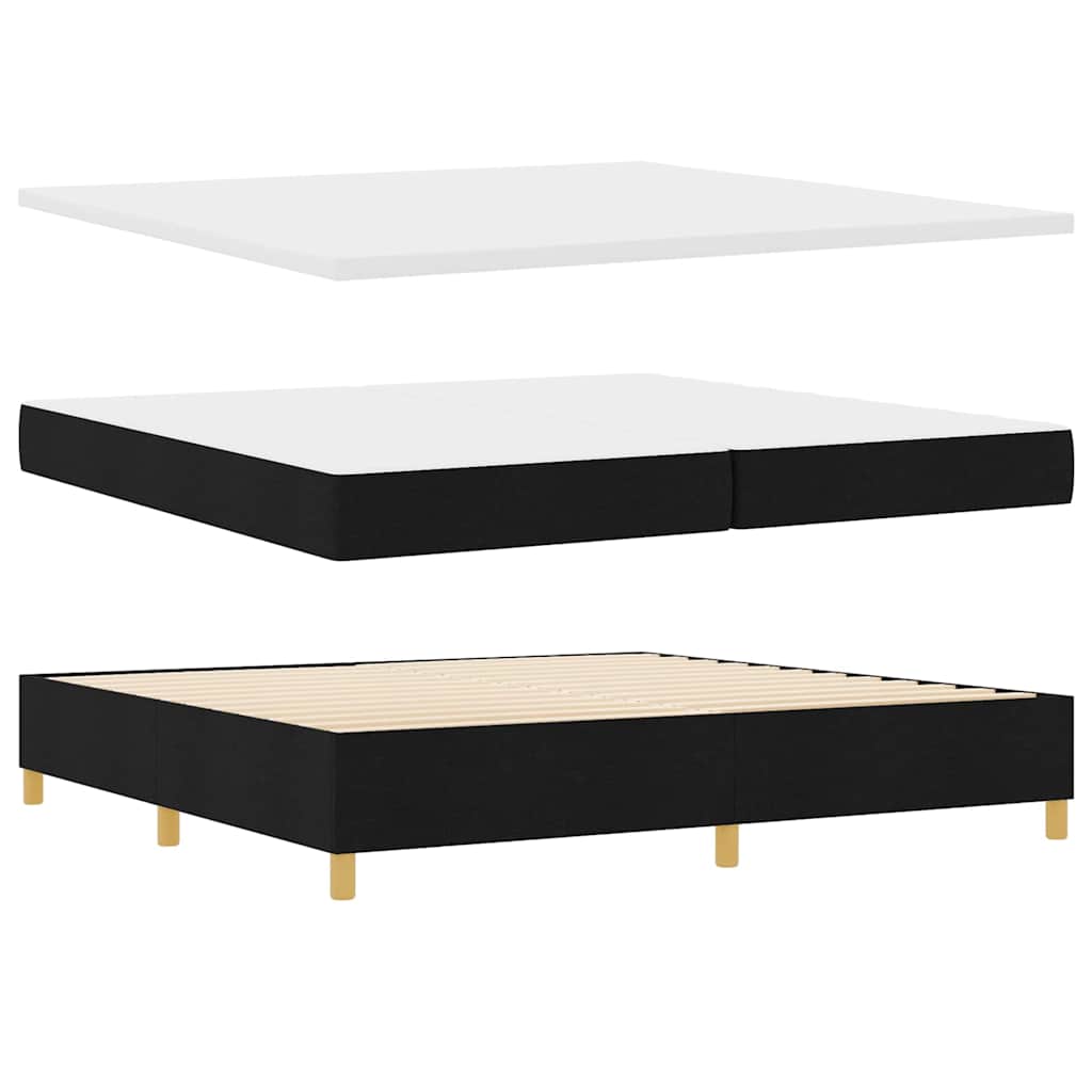 LED Box Spring Krevet s uzglavljem Crna 200 x 200 cm tkanina