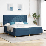 LED Box Spring Krevet s uzglavljem Plava 200 x 200 cm tkanina