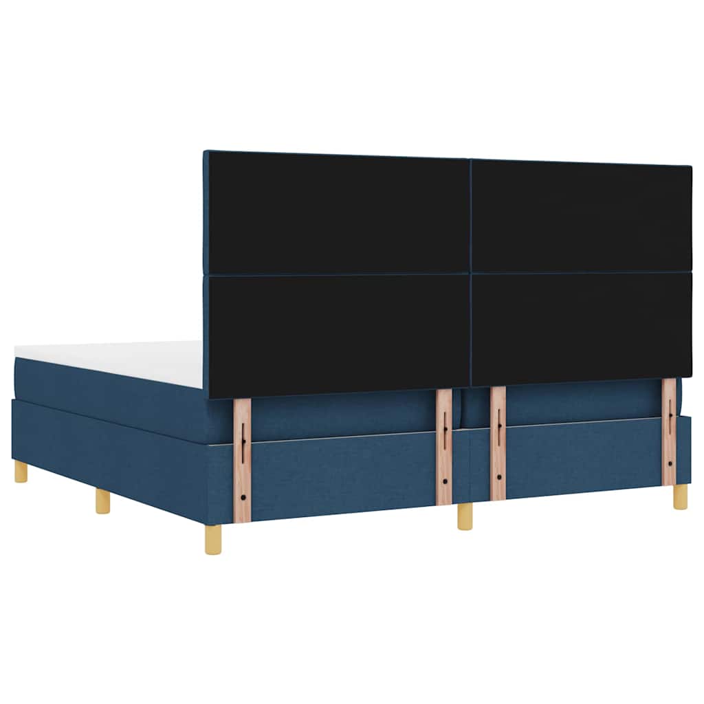 LED Box Spring Krevet s uzglavljem Plava 200 x 200 cm tkanina