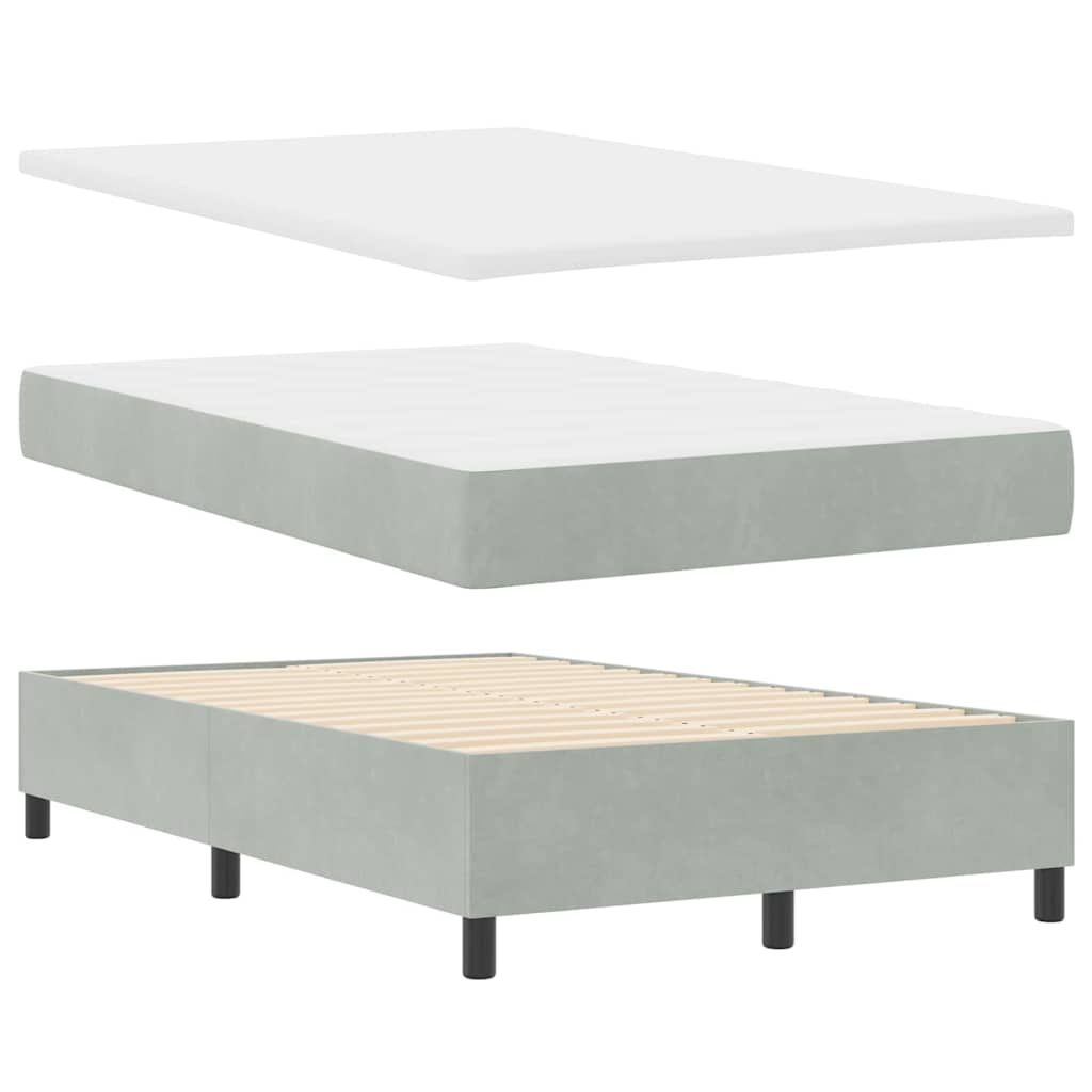 LED Box Spring Krevet Svijetlo siva 120 x 190 cm Baršun Svjetlosiva