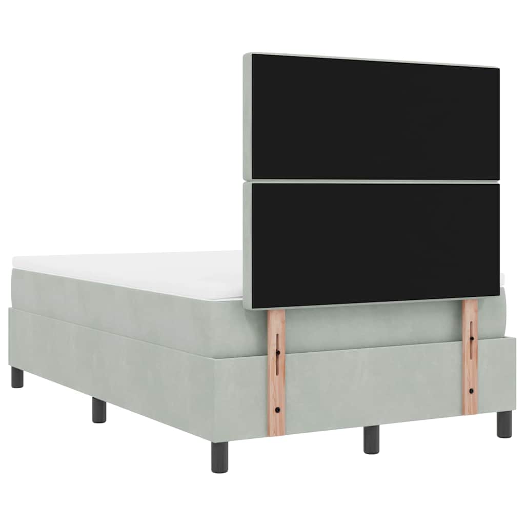 LED Box Spring Krevet Svijetlo siva 120 x 190 cm Baršun Svjetlosiva