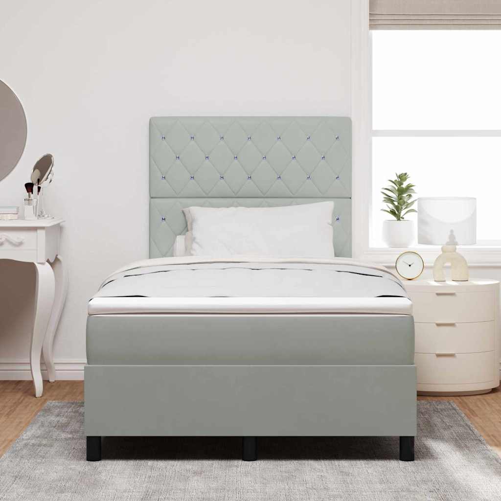 LED Box Spring Krevet Svijetlo siva 120 x 200 cm Baršun Svjetlosiva