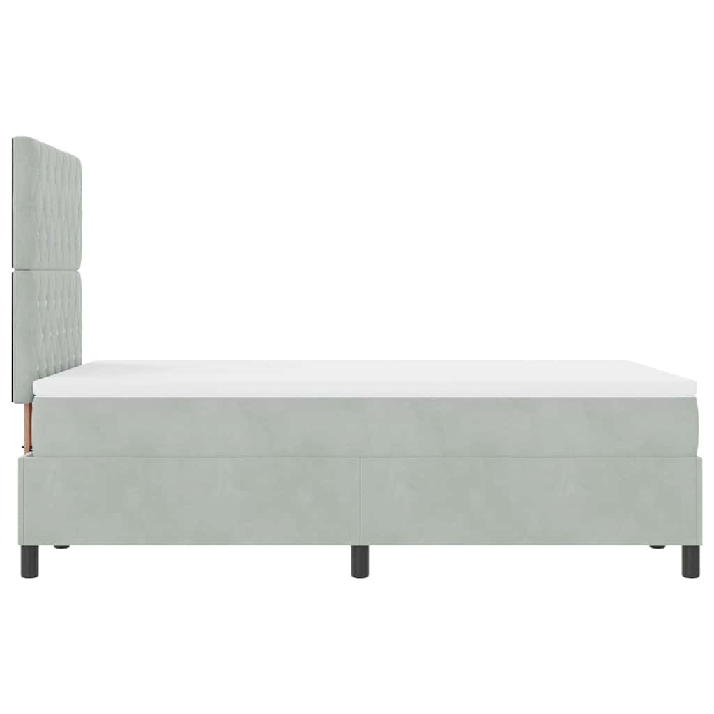 LED Box Spring Krevet Svijetlo siva 120 x 200 cm Baršun Svjetlosiva