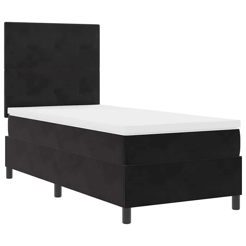 LED Box Spring Krevet s uzglavljem Crna 80 x 200 cm Baršun