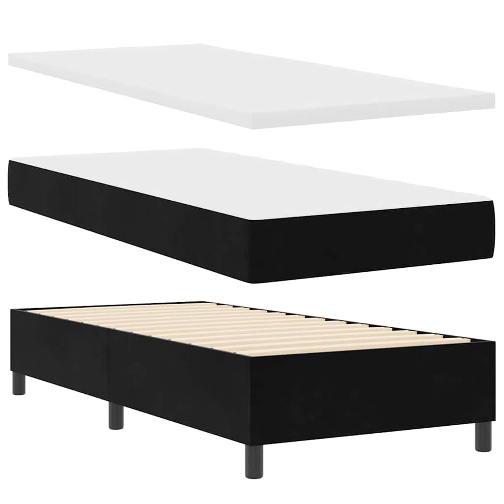 LED Box Spring Krevet s uzglavljem Crna 80 x 200 cm Baršun