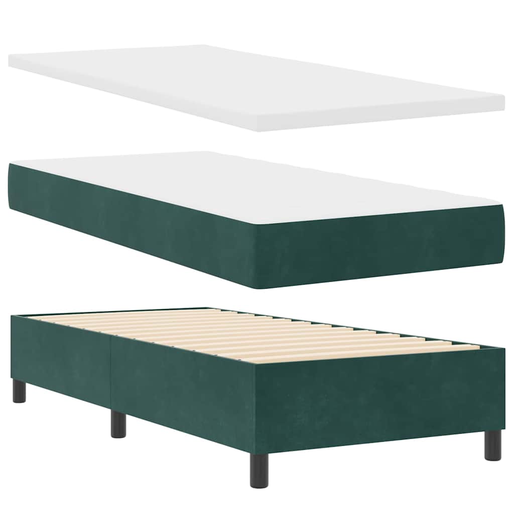 LED Box Spring Krevet Tamnozelena 80 x 200 cm Baršun
