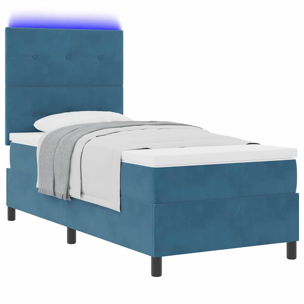 LED Box Spring Krevet Tamno plava 80 x 200 cm Baršun
