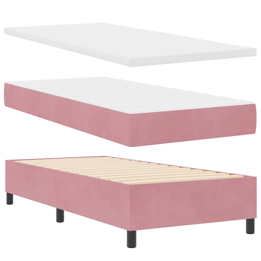 LED Box Spring Krevet s uzglavljem Ružičasta 80 x 200 cm Baršun
