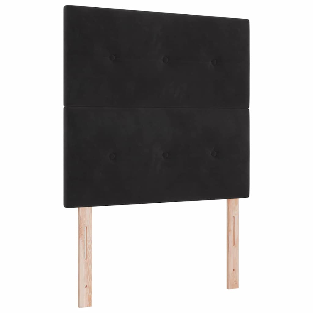 LED Box Spring Krevet s uzglavljem Crna 90 x 190 cm Baršun