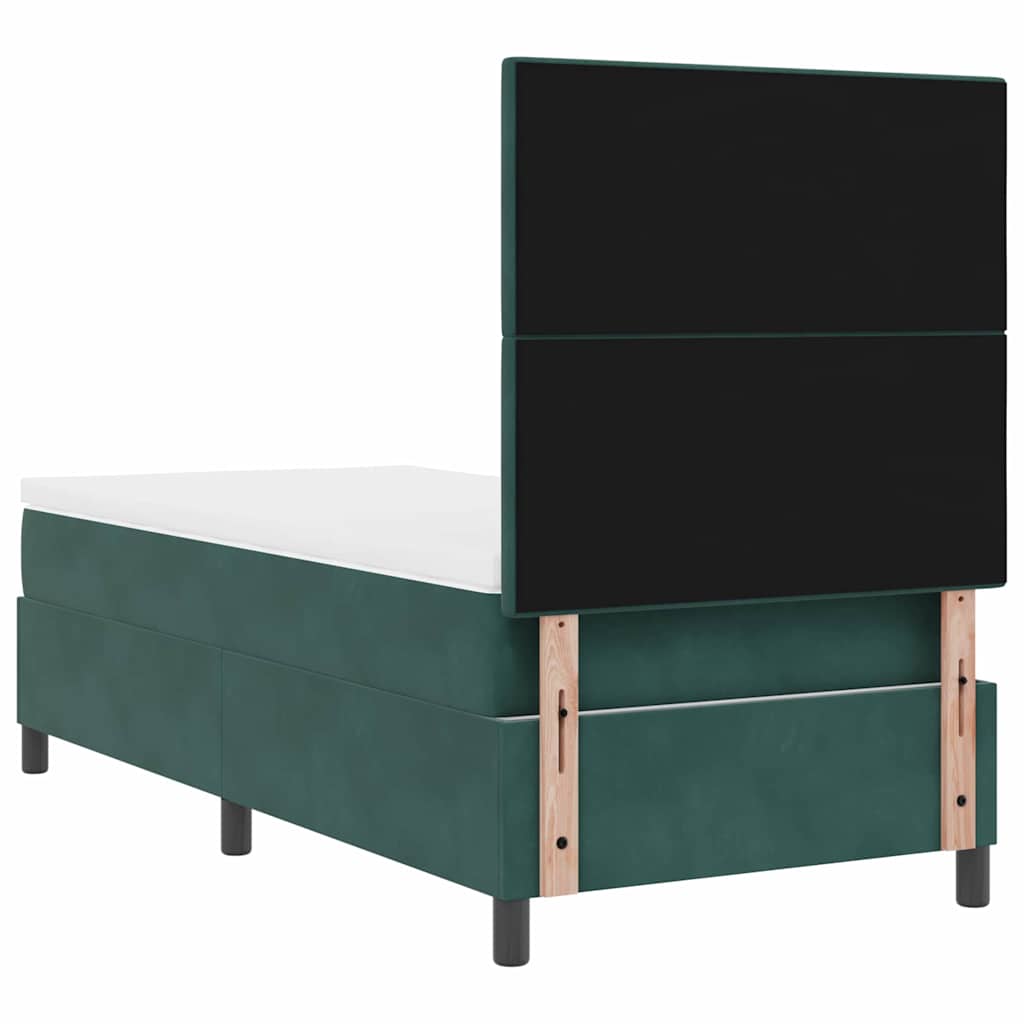 LED Box Spring Krevet Tamnozelena 90 x 190 cm Baršun