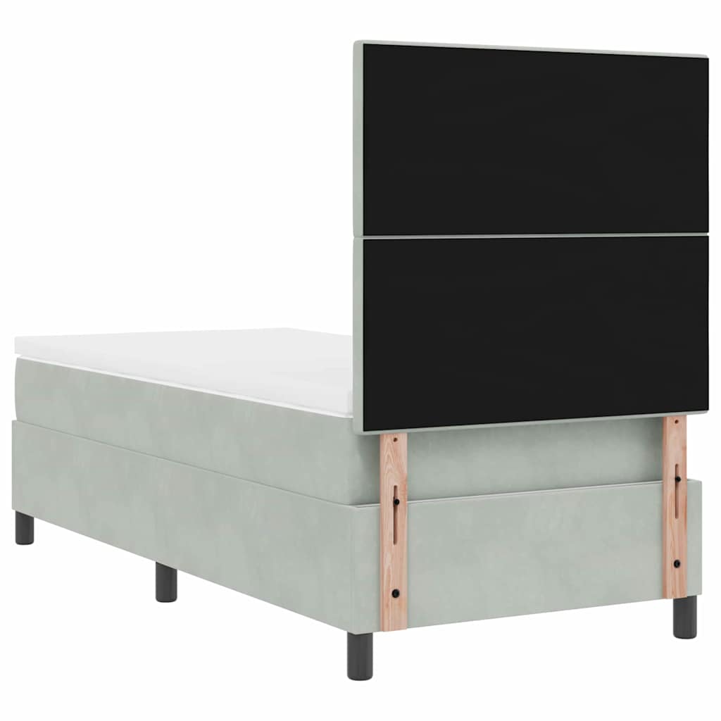 LED Box Spring Krevet Svijetlo siva 90 x 200 cm Baršun Svjetlosiva