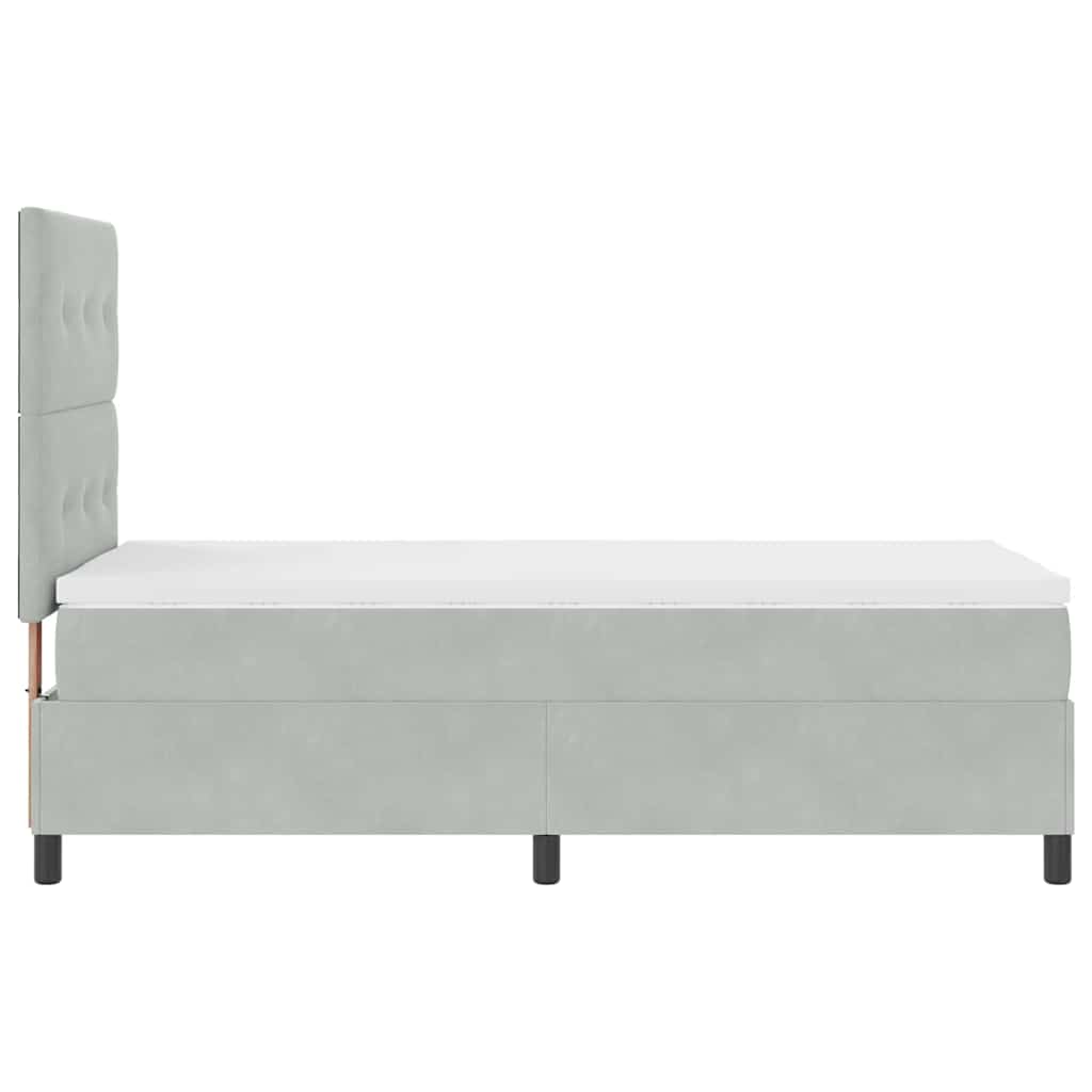 LED Box Spring Krevet Svijetlo siva 90 x 200 cm Baršun Svjetlosiva