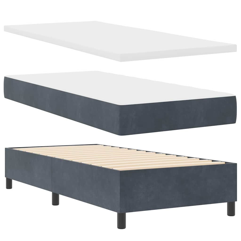LED Box Spring Krevet Tamno siva 90 x 200 cm Baršun
