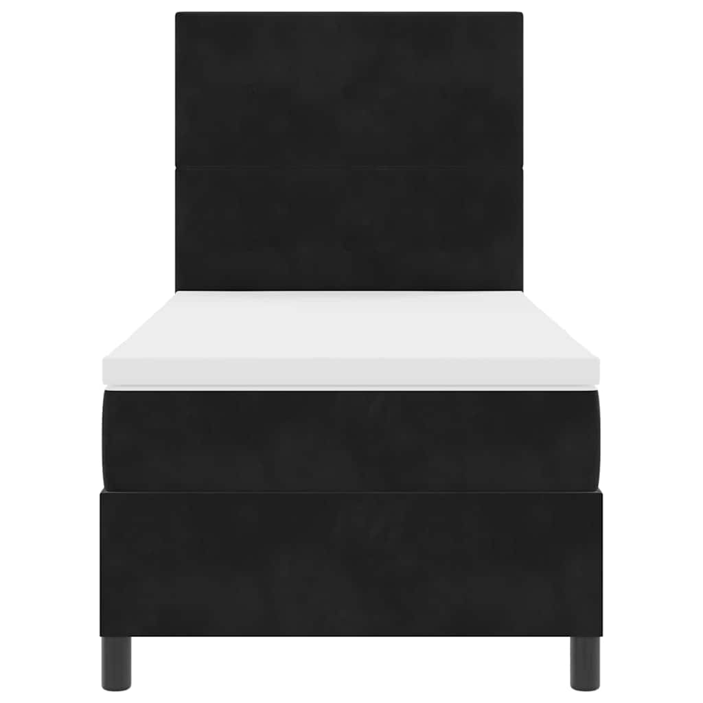 LED Box Spring Krevet s uzglavljem Crna 90 x 200 cm Baršun